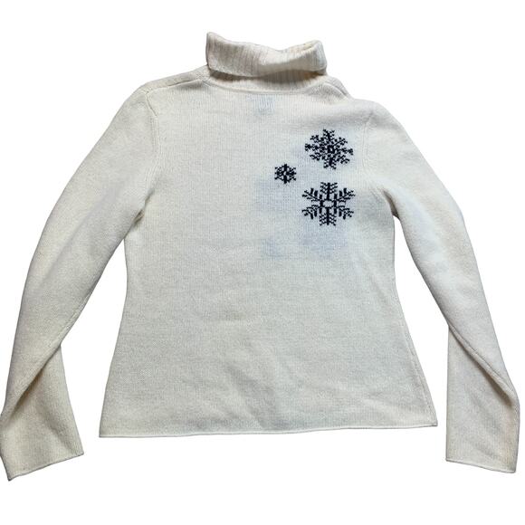 111 State Snowflake Cream Turtleneck Wool Knit Sweater Large - Picture 4 of 4